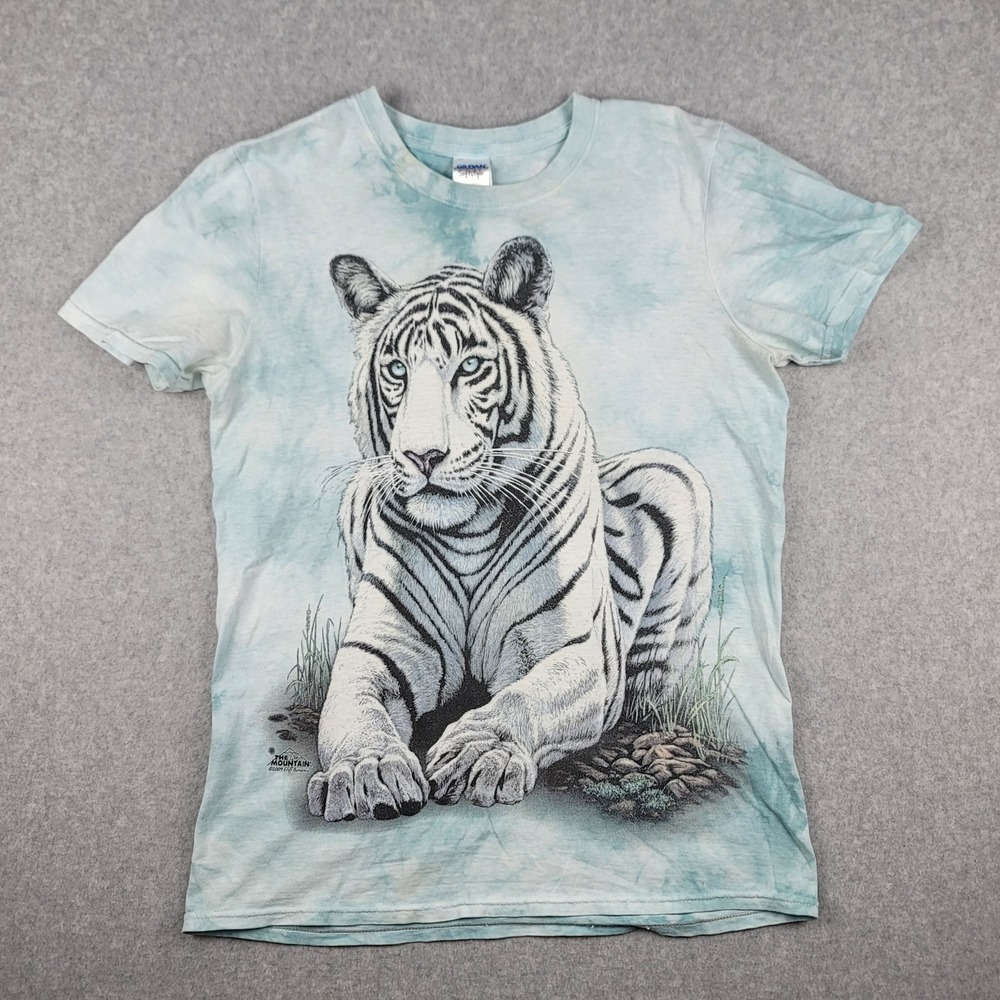 The Mountain Siberian Tiger Shirt Light Blue Tie Dye Wildlife Graphic Nature Tee